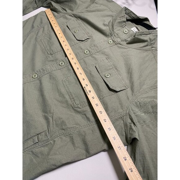 LL Bean Slightly Fitted Green Shacket Shirt Jacket Men XL Ripstop Military Light - Picture 5 of 16